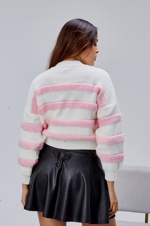Coool Oversize Geniş Kalıp Bisiklet Yaka Lucy Çizgili Kazak