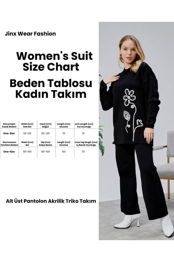 İğne Kırığı Detay Model Akrilik 2 Li Kadın Triko Takım