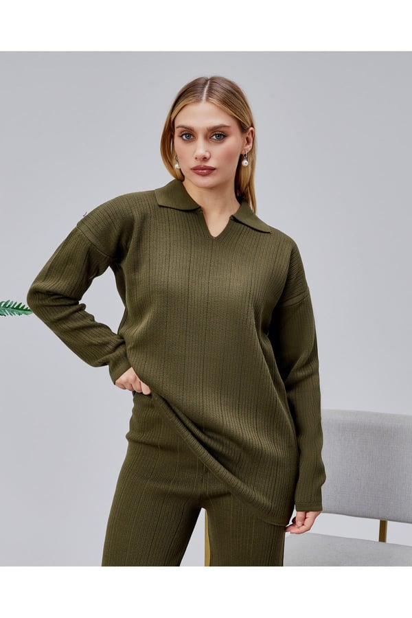 İğne Kırığı Detay Model Akrilik 2 Li Kadın Triko Takım