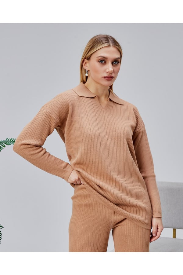 İğne Kırığı Detay Model Akrilik 2 Li Kadın Triko Takım
