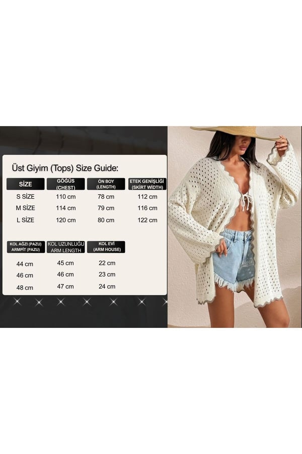 Kadın Yaz Tatil Plaj Örgü Retro Ön Bağlamalı Bikini Üstü Kimono Ceket
