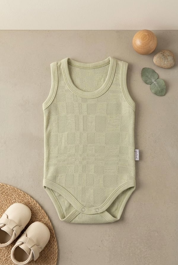 Bebek Pamuklu Kolsuz Çıtçıtlı Badi