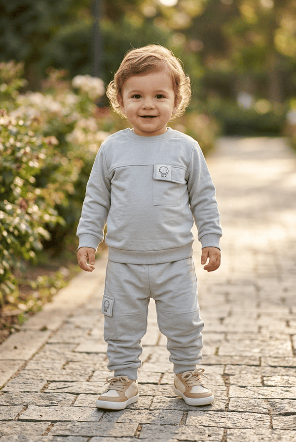 Bebek Takım Boyundan Çıtçıtlı %100 Pamuk