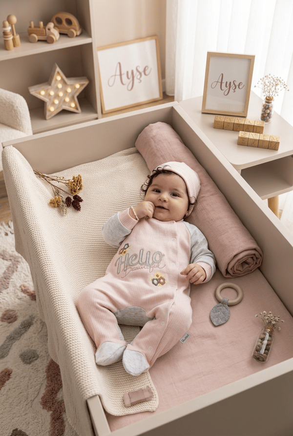 Bebek Tulumu Patikli Hello Beautiful Nakışlı