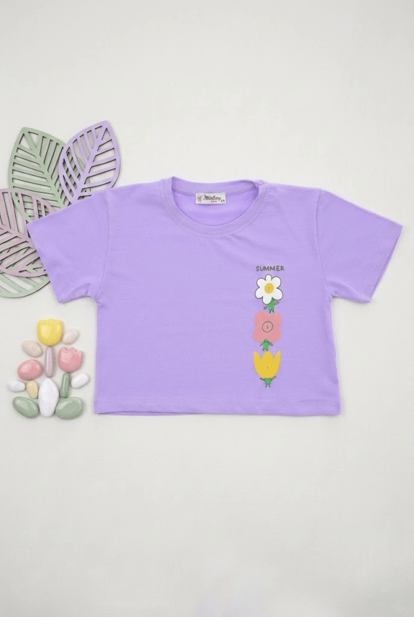 Çicek Baskılı Kız Tshirt