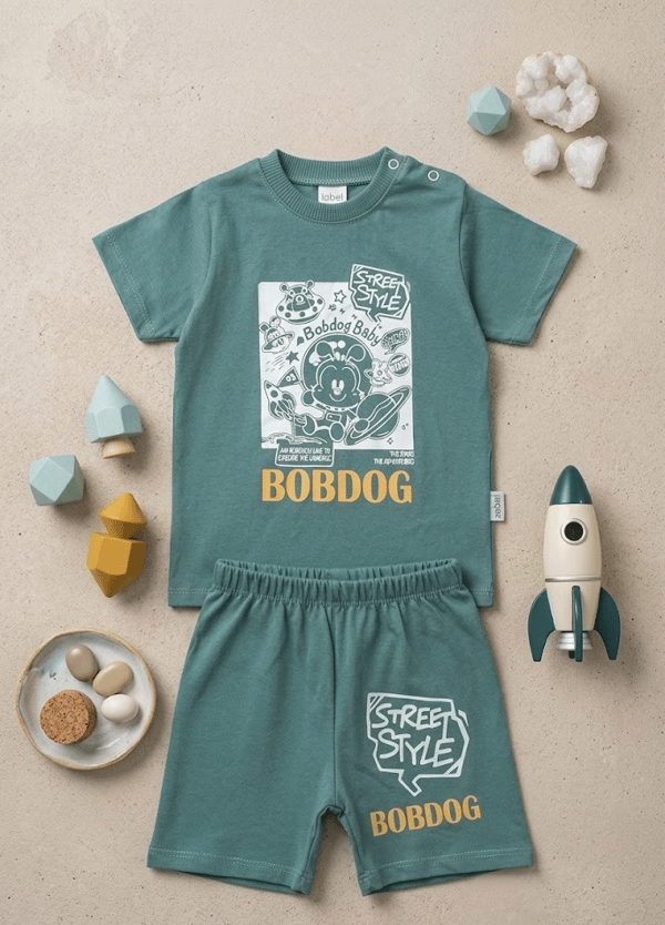 Erkek Bebek Bobdog Baskılı Şortlu Takım