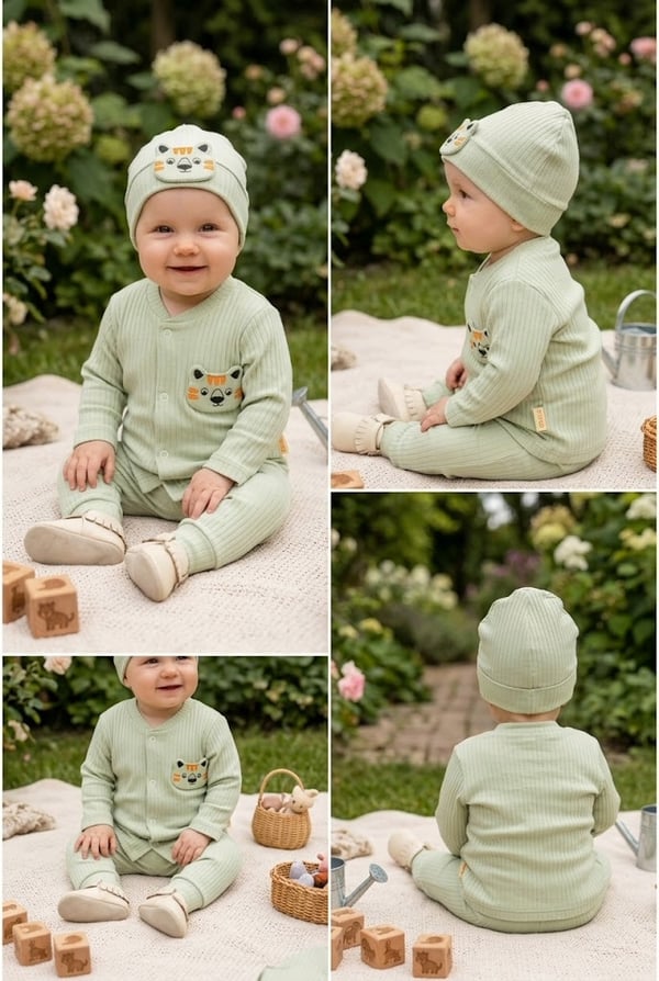 Erkek Bebek Boydan Çıtçıtlı Takım