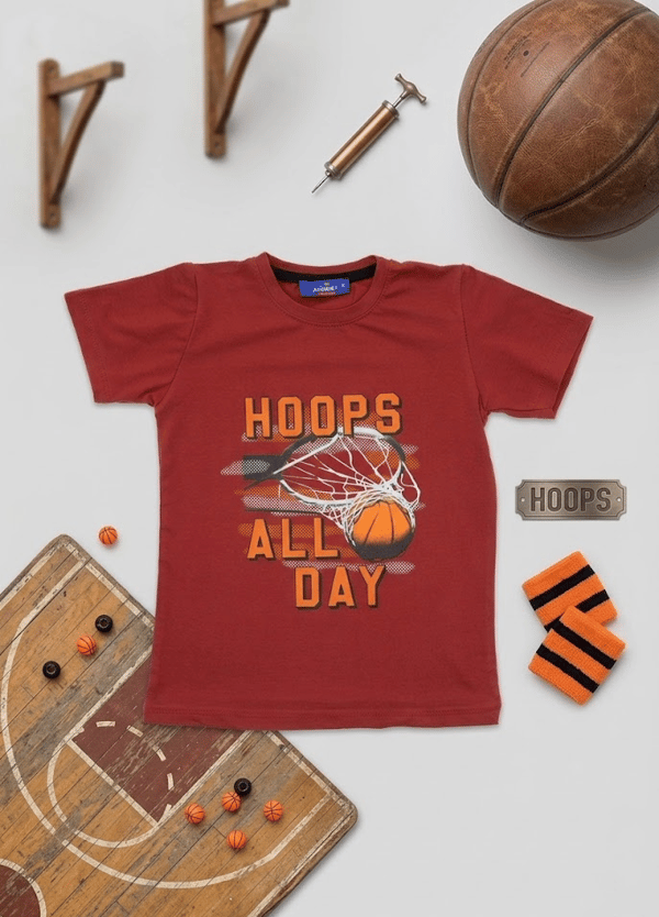 Erkek Çocuk Basketbol Pota Grafik Baskılı T-Shirt