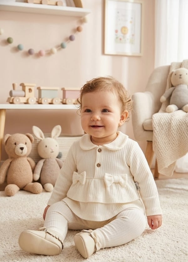 Fiyonk Detaylı Kız Bebek Takım