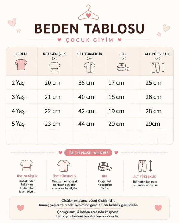 Kız Çocuk Takım Kurdele Baskılı
