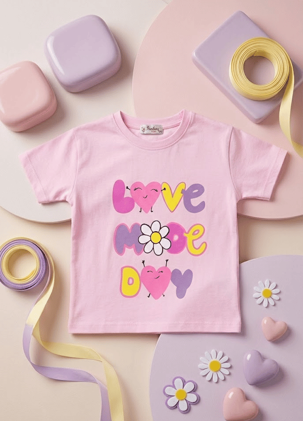 Love Mooe Day Baskılı Kız Tshirt