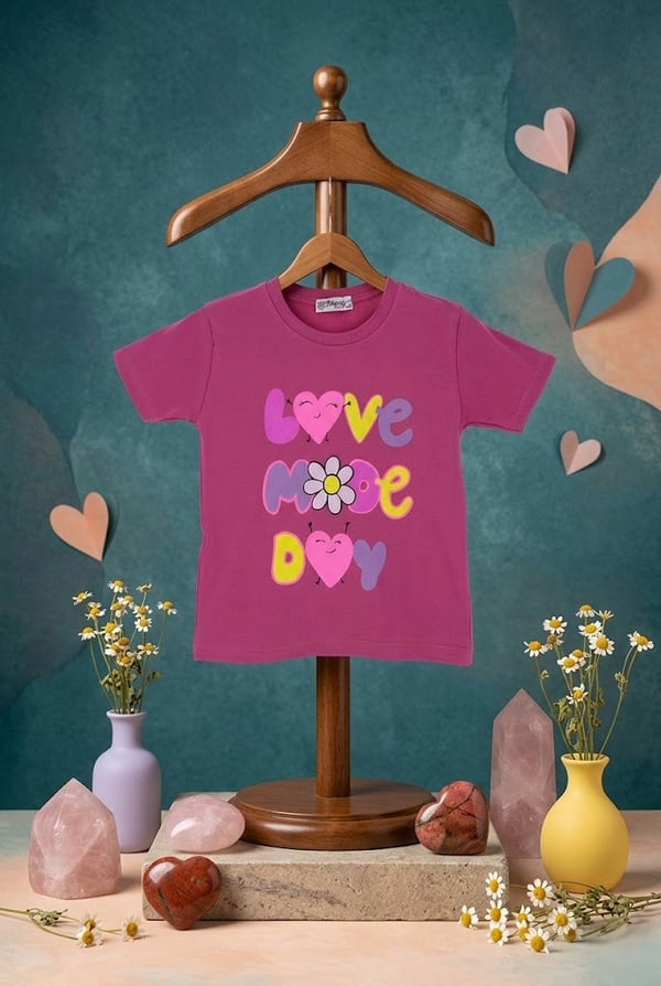 Love Mooe Day Baskılı Kız Tshirt