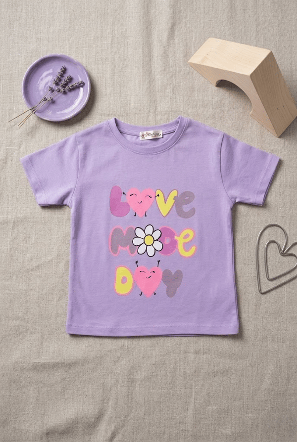 Love Mooe Day Baskılı Kız Tshirt