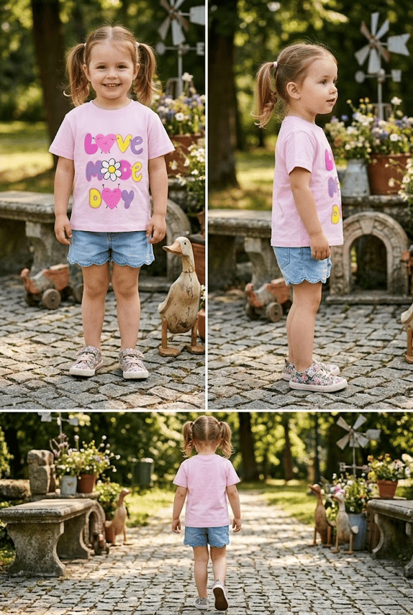 Love Mooe Day Baskılı Kız Tshirt