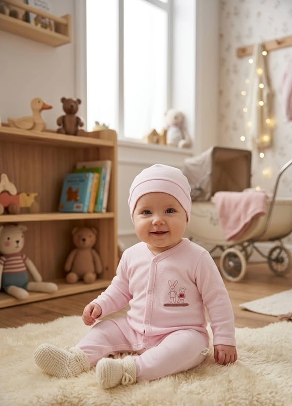 Nakışlı Kız Bebek Tulum Seti