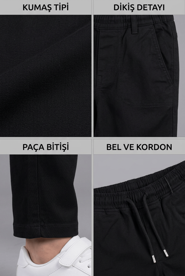 Okulluk Çocuk Pantolon %100 Pamuk Belden Lastikli