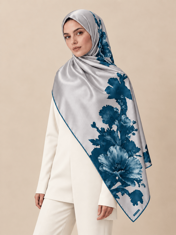 FIORE INDIGO MAVİ %100 MULBERRY İPEK ŞAL