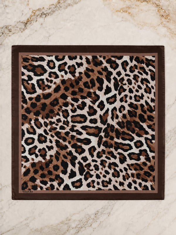 LEOPAR KAHVERENGİ %100 İPEK FULAR
