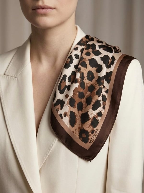 LEOPAR KAHVERENGİ %100 İPEK FULAR