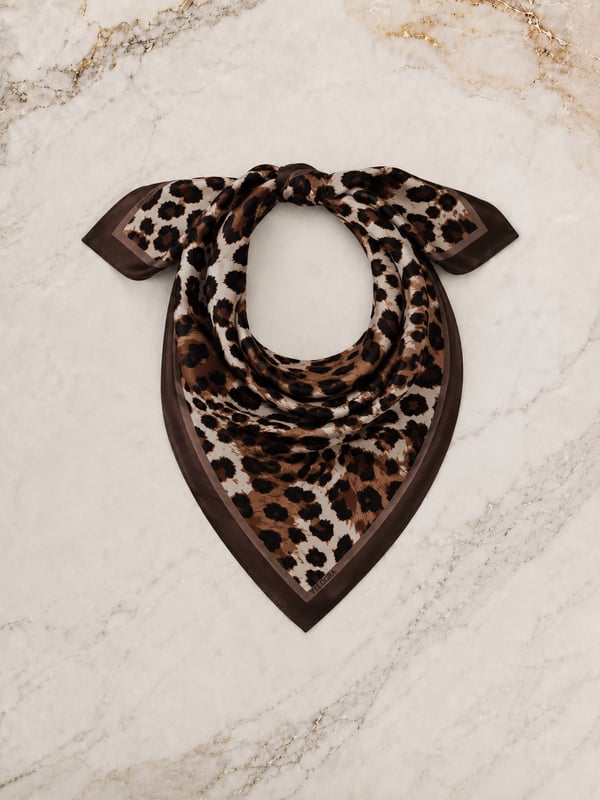 LEOPAR KAHVERENGİ %100 İPEK FULAR