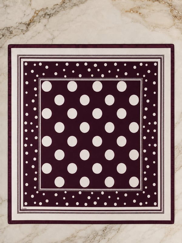 PUANTİYE BORDO  %100 İPEK FULAR