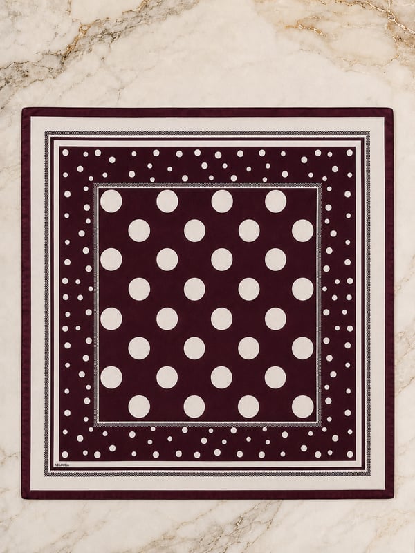 PUANTİYE BORDO  %100 İPEK FULAR
