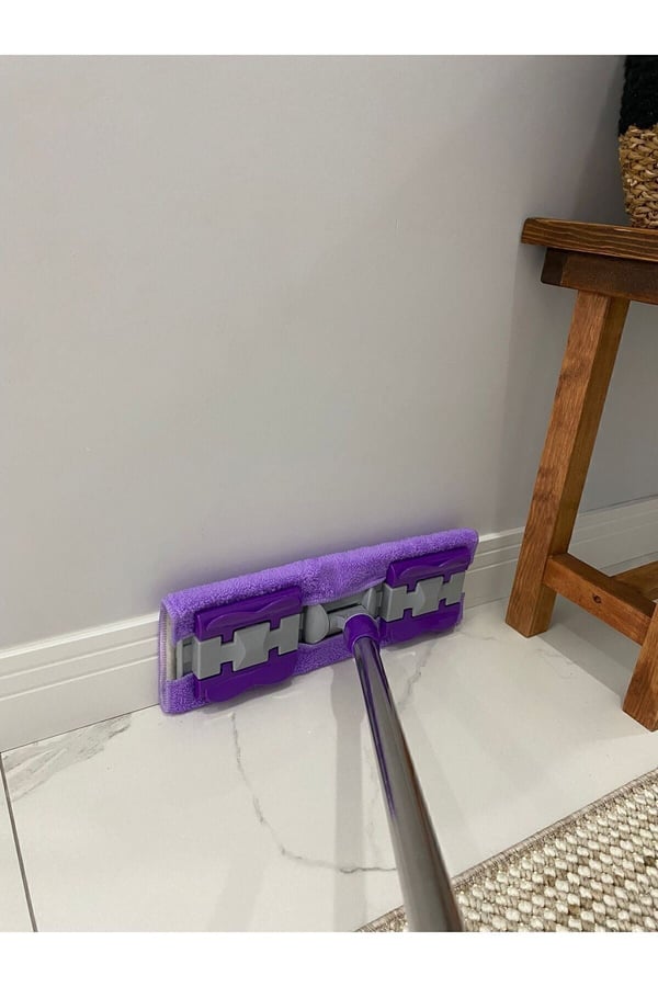 ( 1 Adet Yedek Bez Hediyeli ) Yer Mopu Fayans Duvar Yüzey Temizlik Mikrofiber Mandallı Mop