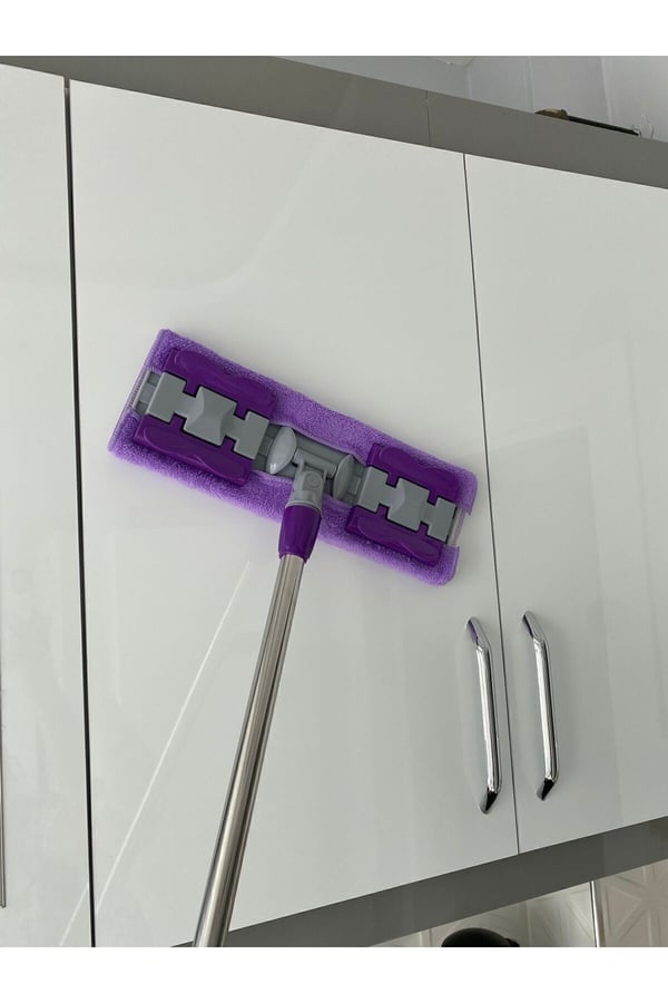 ( 1 Adet Yedek Bez Hediyeli ) Yer Mopu Fayans Duvar Yüzey Temizlik Mikrofiber Mandallı Mop