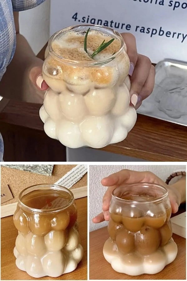 3 adet 350 ml Isıya Dayanıklı Borosilikat Boncuk Şekilli Bardak