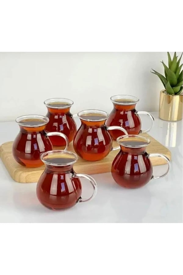 6 lı Keyfi Ala Cam Çay Bardağı 200 Ml Ateşe Temas Edebilir