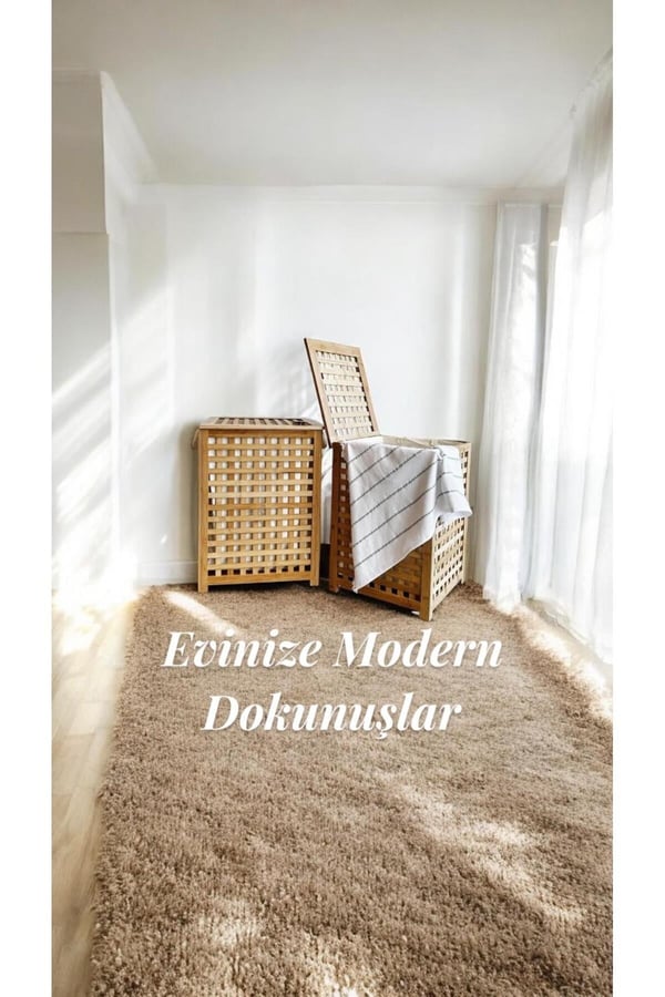 Bambu Kapaklı Kirli Çamaşır Sepeti Banyo Düzenleyici Modern Şık Tasarım Organizer