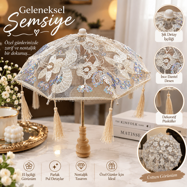 Dekoratif Dantel Şemsiye