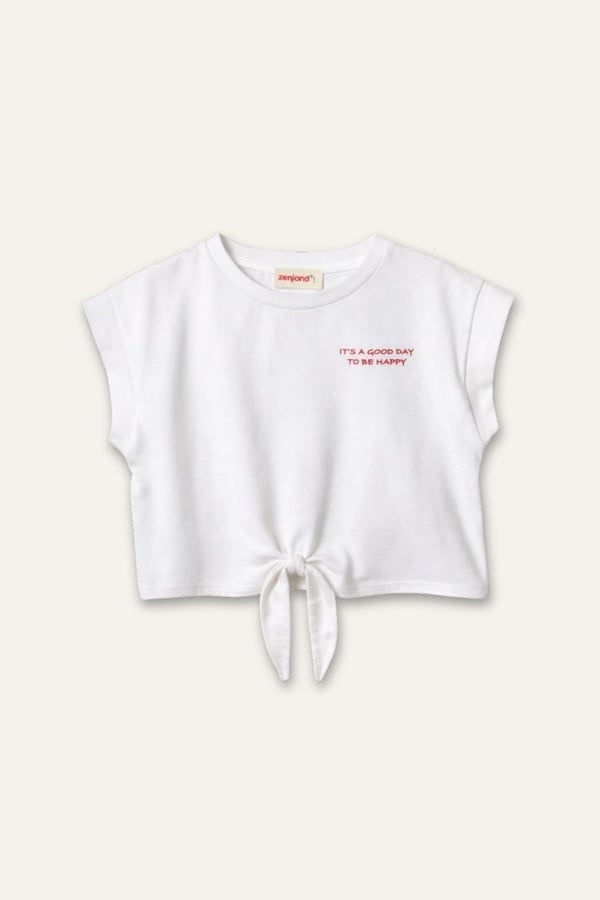 BEYAZ TSHIRT SIRT VE BAĞLAMA DETAYLI
