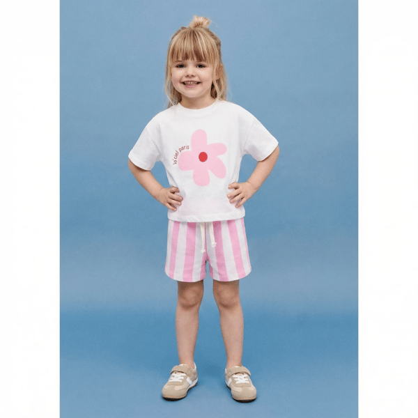 Pink Flower Tshirt&Şort Takım