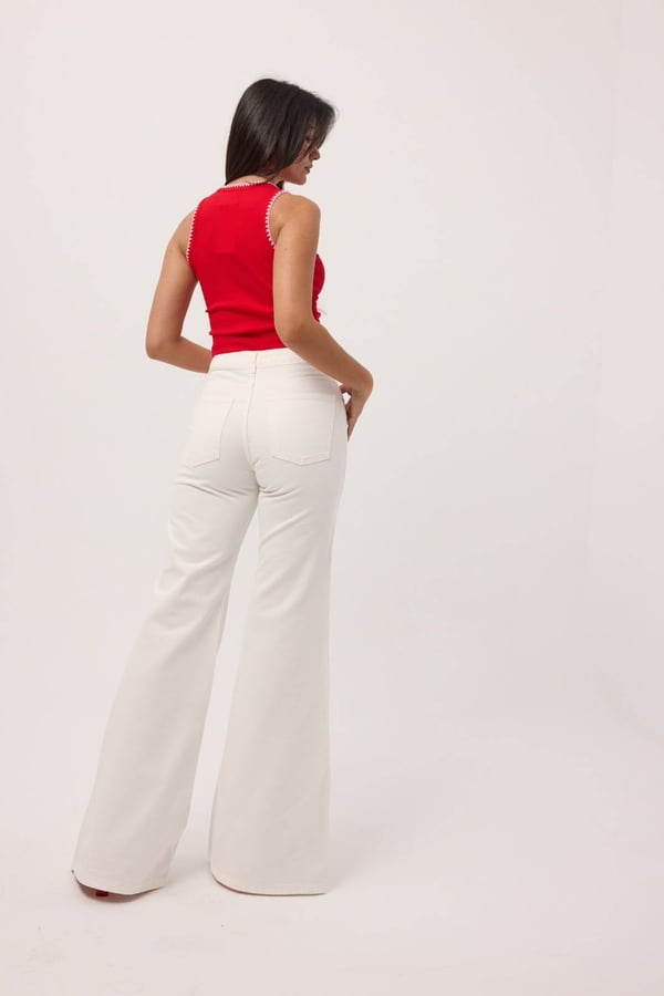 26-1YB1491 - 4977 IT S BASIC ÇİÇEKLİ KOT PANTOLON - BEYAZ