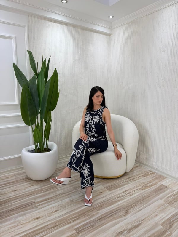 26-1YB1667 - 3073 KLEİN NAKIŞ İŞLEMELİ KETEN TAKIM - LACİ