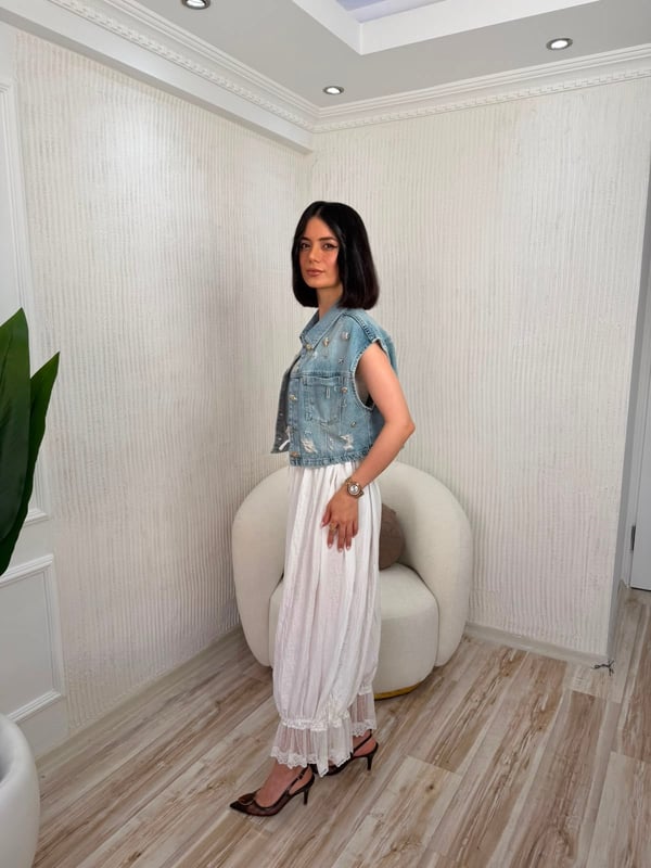 26-1YB1704 - 4643 IT S BASIC AKSESUARLI KOT YELEK - MAVİ