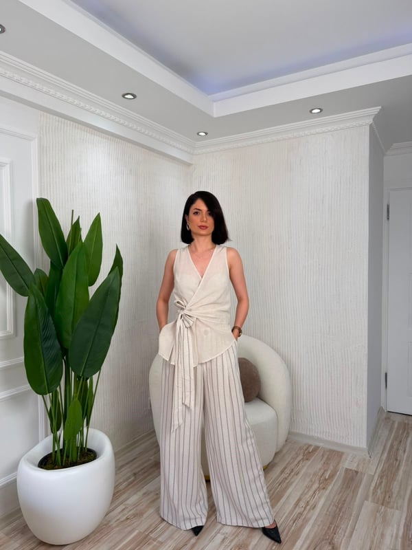 26-1YB1838 - 2618508 CHANCE DSNL BELİ LASTİKLİ PANTOLON - NATURAL