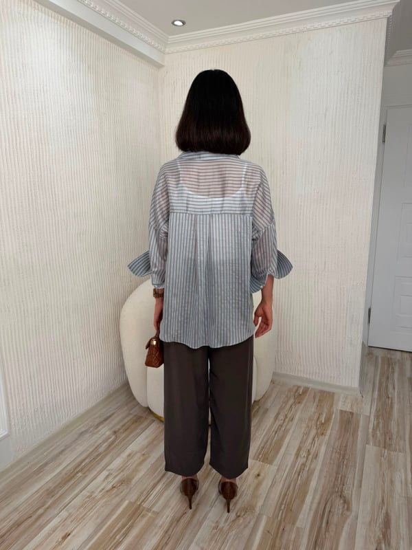 26-1YB2095 - 8133-2 SY COLLECTİON TUNİK - KAHVE-MAVİ