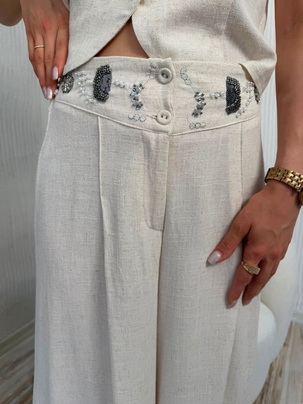 26-1YB2170 - M39704 ROBİN YELEK PANTOLON TAKIM - NATURAL