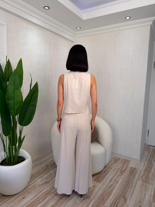 26-1YB2170 - M39704 ROBİN YELEK PANTOLON TAKIM - NATURAL