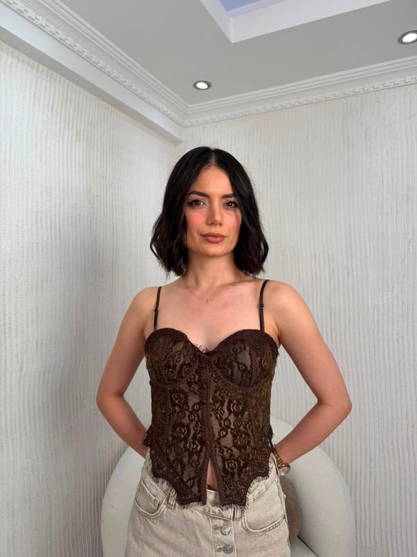 26-1YB2333 - 1960 H&V CLAB GÜPÜRLÜ CORSET - KAHVE