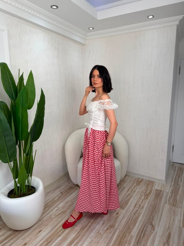 26-1YB2338 - DE261116 QU STYLE ETEK - KIRMIZI BEYAZ