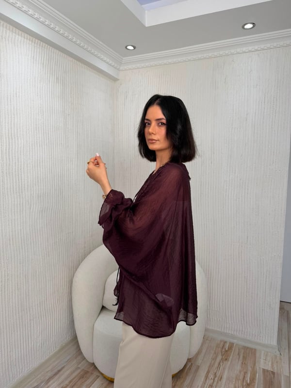 26-1YB2352 - 5108 MİSS PERRY DANTEL GÖMLEK - ŞARAP