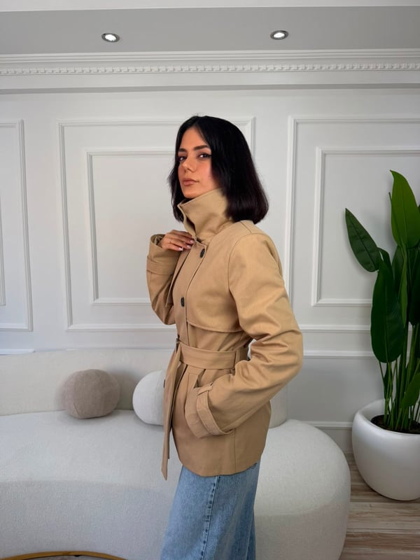 26-1YB2453 - 506382 HOT FASHİON TRENÇKOT - CAMEL