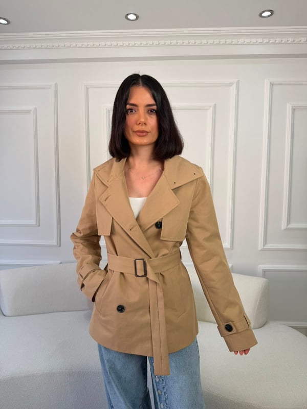 26-1YB2453 - 506382 HOT FASHİON TRENÇKOT - CAMEL