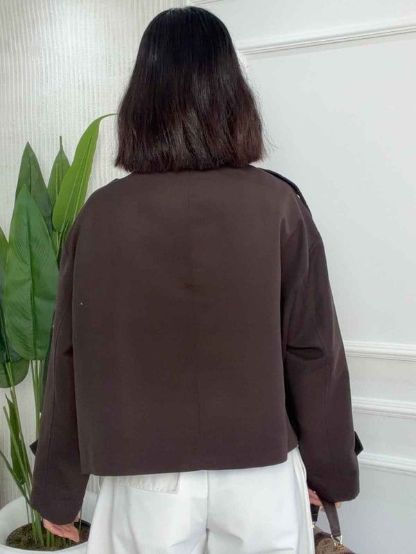 26-2KB0051 - 2811 QUZU CROP DETAYLI TRENÇKOT - KAHVE
