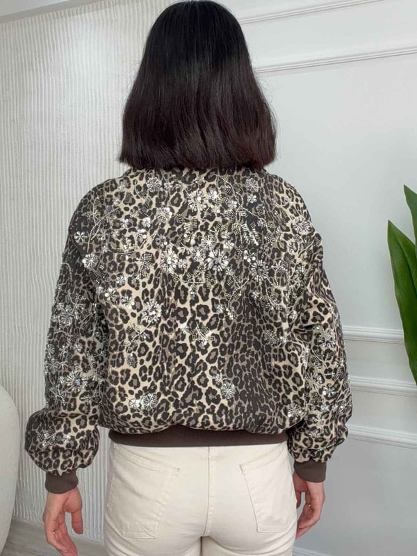 26-2KB0085 - D99961 ROBİN LEOPAR TAŞLI MONT - KAHVE