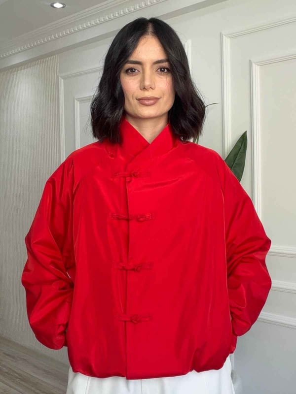26-2KB0095 - 2320 KİREMİT ÇITÇITLI BOMBER - KIRMIZI