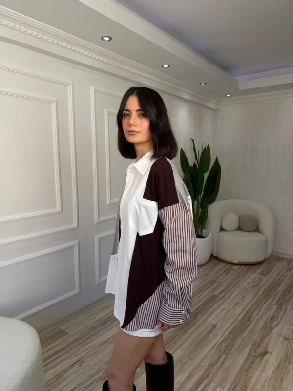 26-2KB0144 - 5262 SHEGGY RENKLİ GÖMLEK - KAHVE